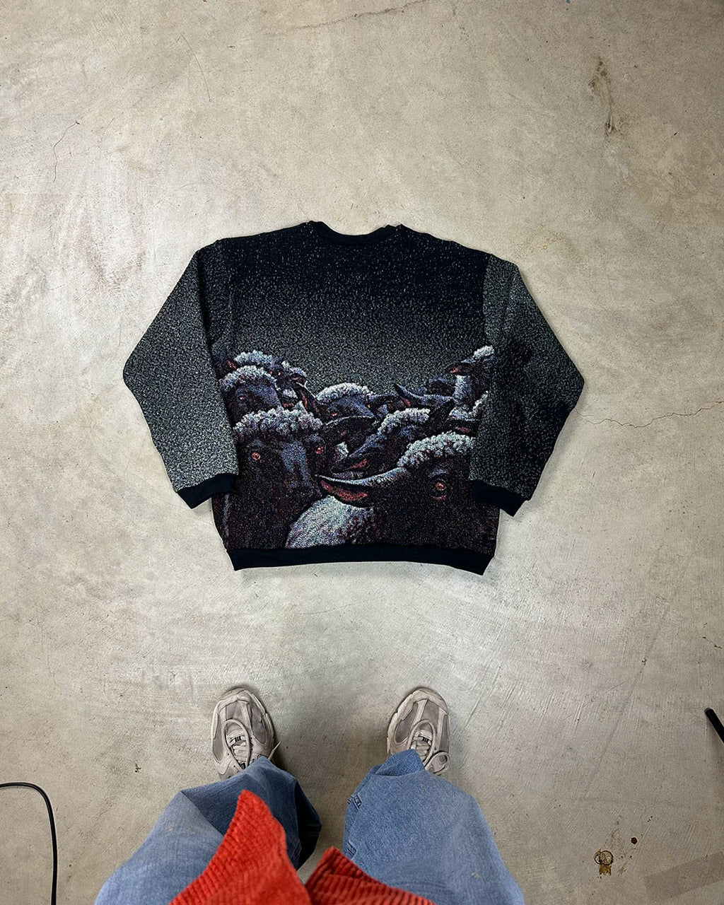 WOLF IN SHEEP’S CLOTHES TAPESTRY CREWNECK (READY TO WEAR)