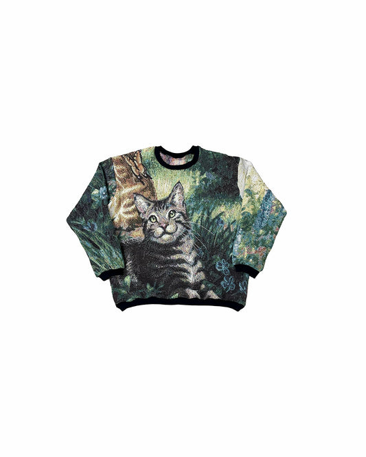 CATS AND FLOWERS TAPESTRY CREWNECK