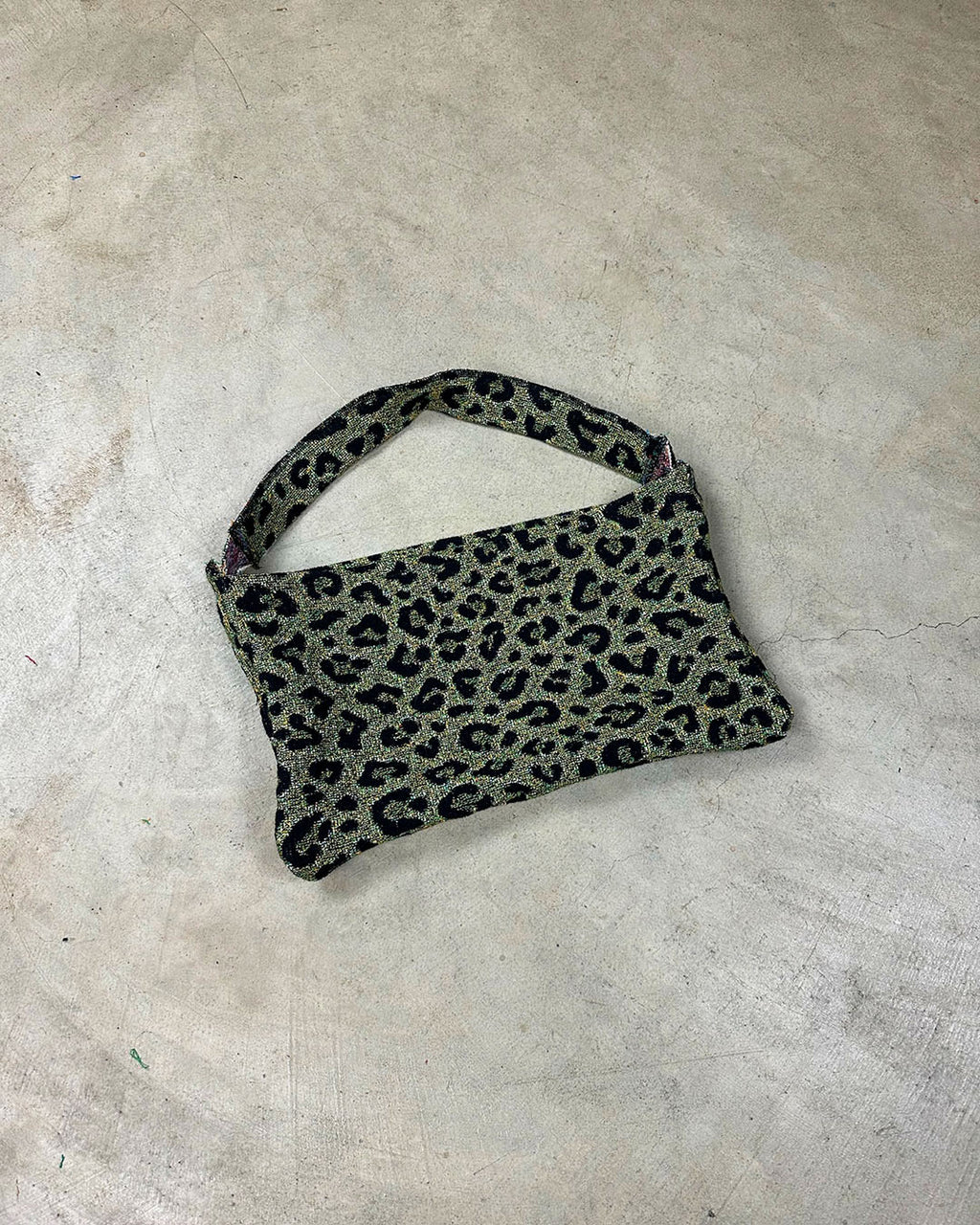 GREEN LEOPARD TAPESTRY BAG