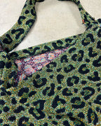 GREEN LEOPARD TAPESTRY BAG