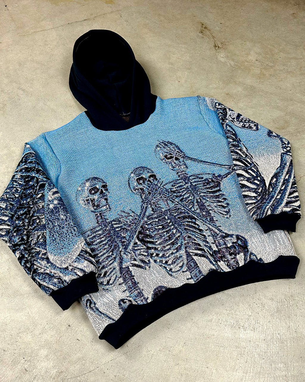 SKELETON TRIPLETS TAPESTRY HOODIE (PRE ORDER)