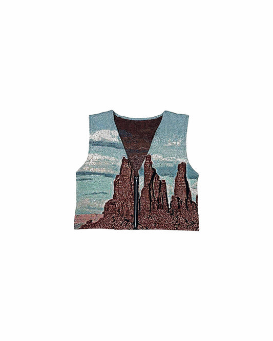 REWORKED MONUMENT VALLEY TAPESTRY ZIP UP VEST